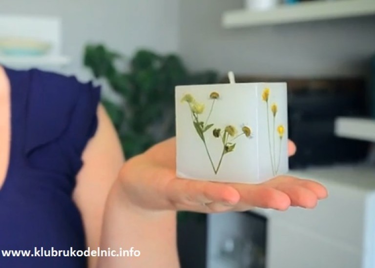 Как украсить свечи сушеными растениями