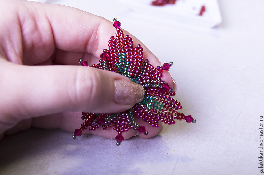 Процесс изготовления цветка-брошки «Фантазия» с кристаллом Swarovski, фото № 29