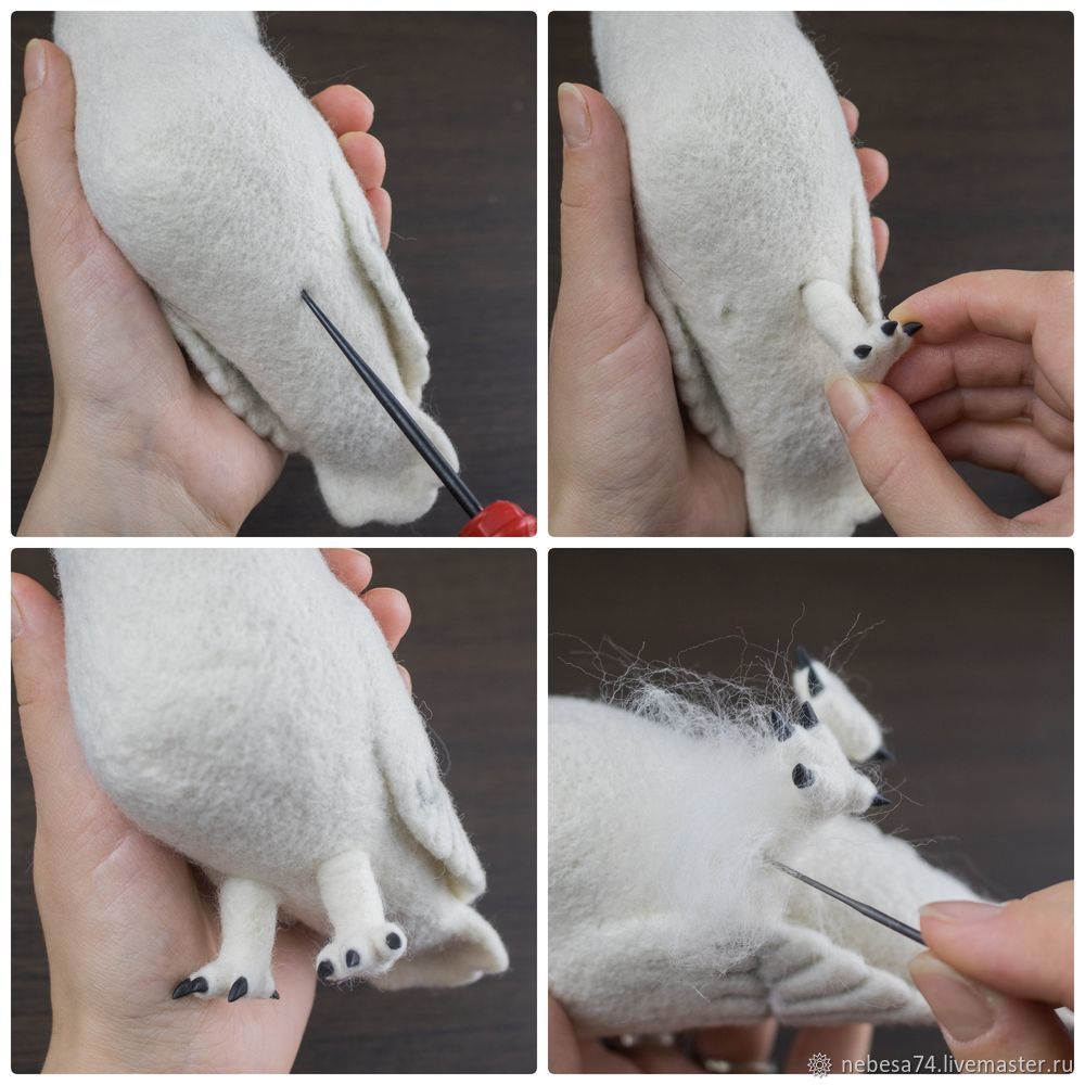 Валяем елочную игрушку «Белая полярная сова», фото № 14