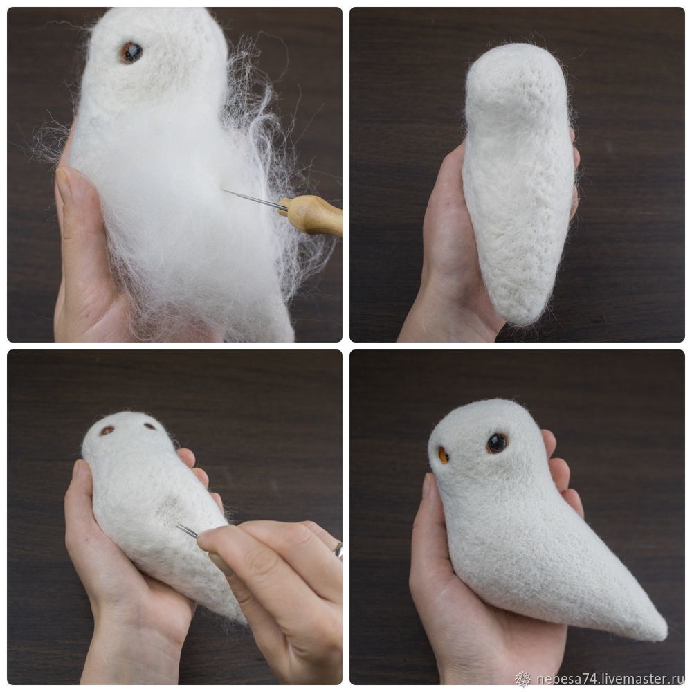 Валяем елочную игрушку «Белая полярная сова», фото № 6