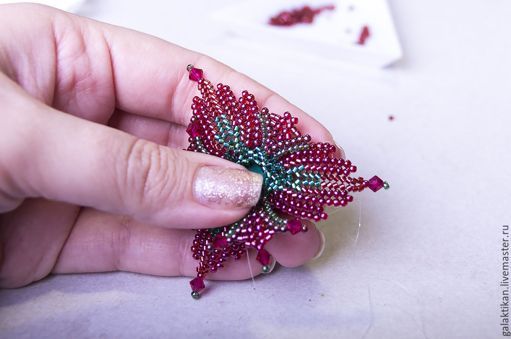 Процесс изготовления цветка-брошки «Фантазия» с кристаллом Swarovski, фото № 28